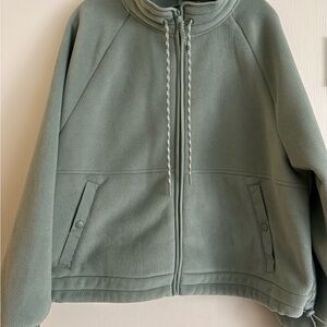 NWOT Sherpa Fleece Zip Up Oversized Jacket XL Lou&Grey/ Loft, Mint Macaron Color